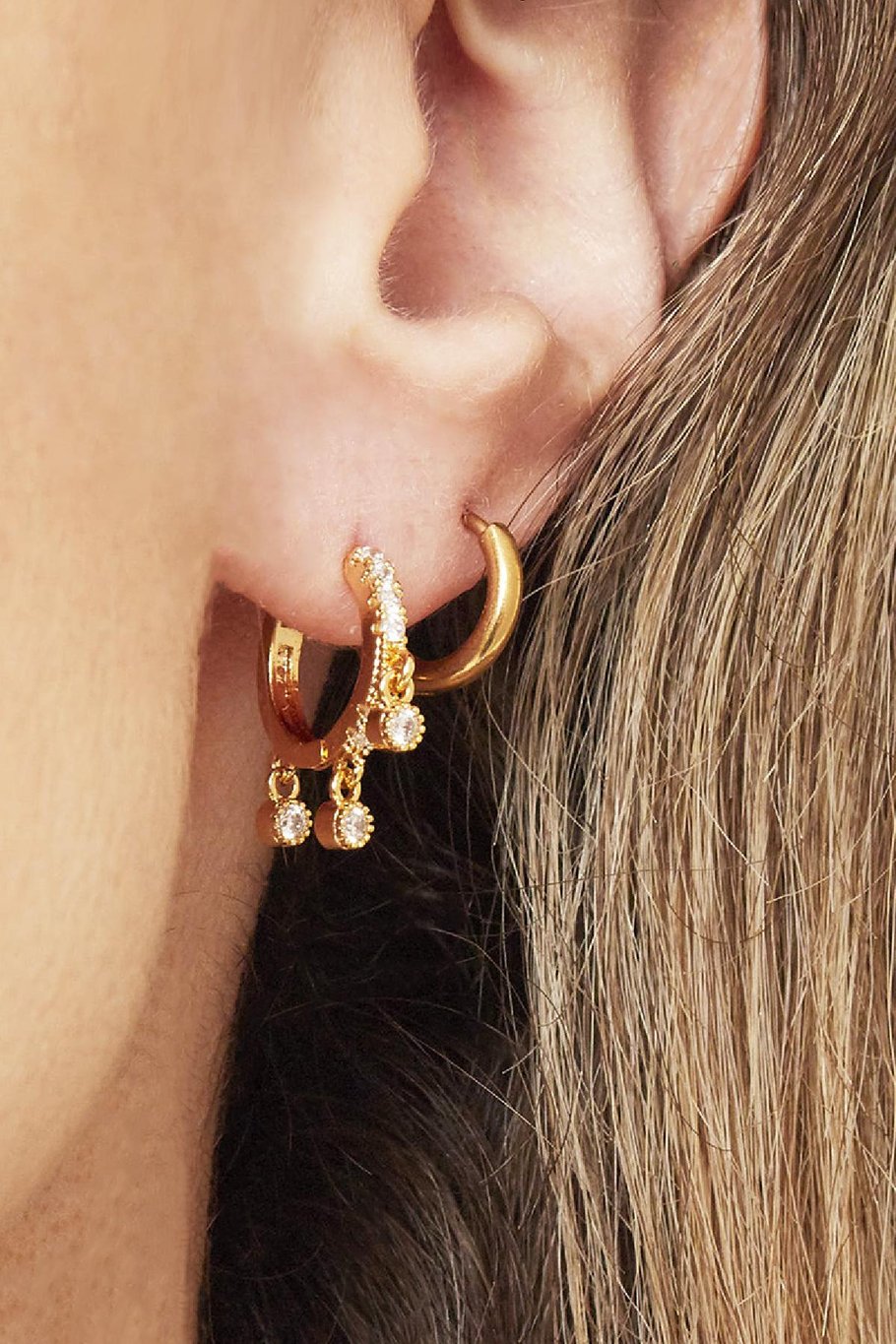 Ohrringe Little Hoops 1,2cm Goldfarbe Edelstahl Bild2